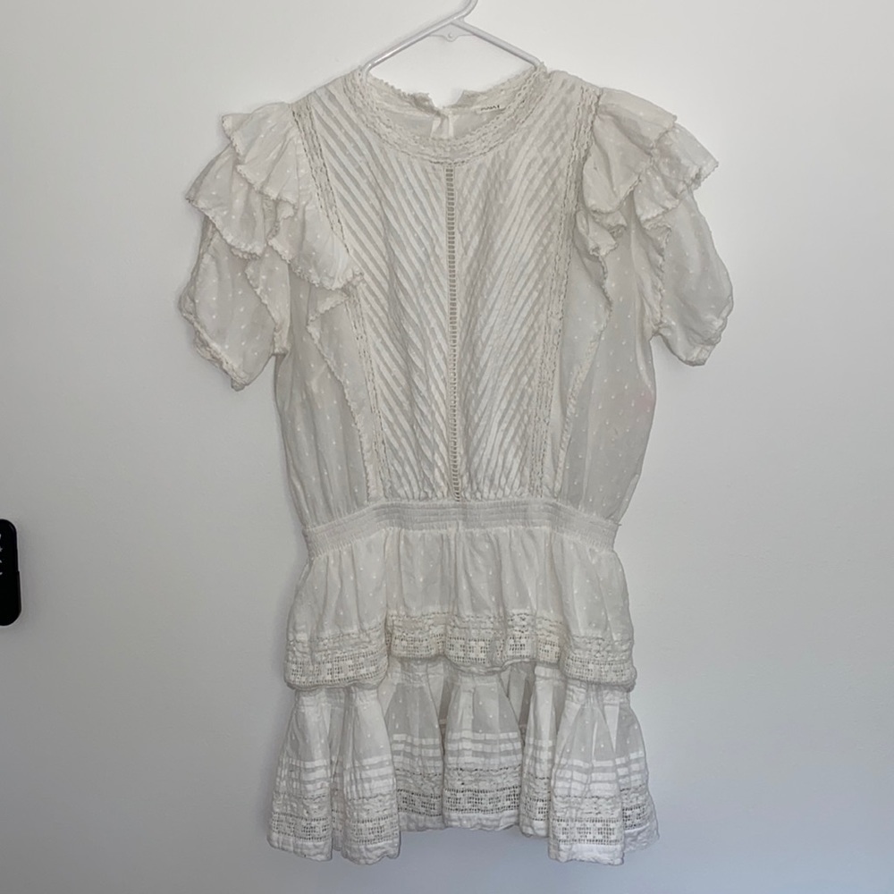 Maia Bergman Mery White Cotton Ruffle Mini Dress - Picture 7 of 14